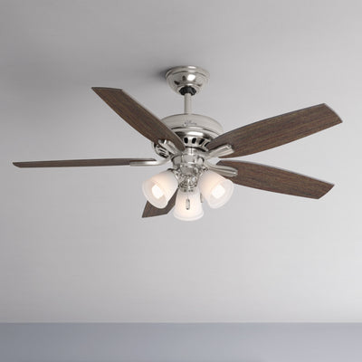 52 inch Newsome Brushed Nickel Ceiling Fan with LED Light Kit and Pull Chain