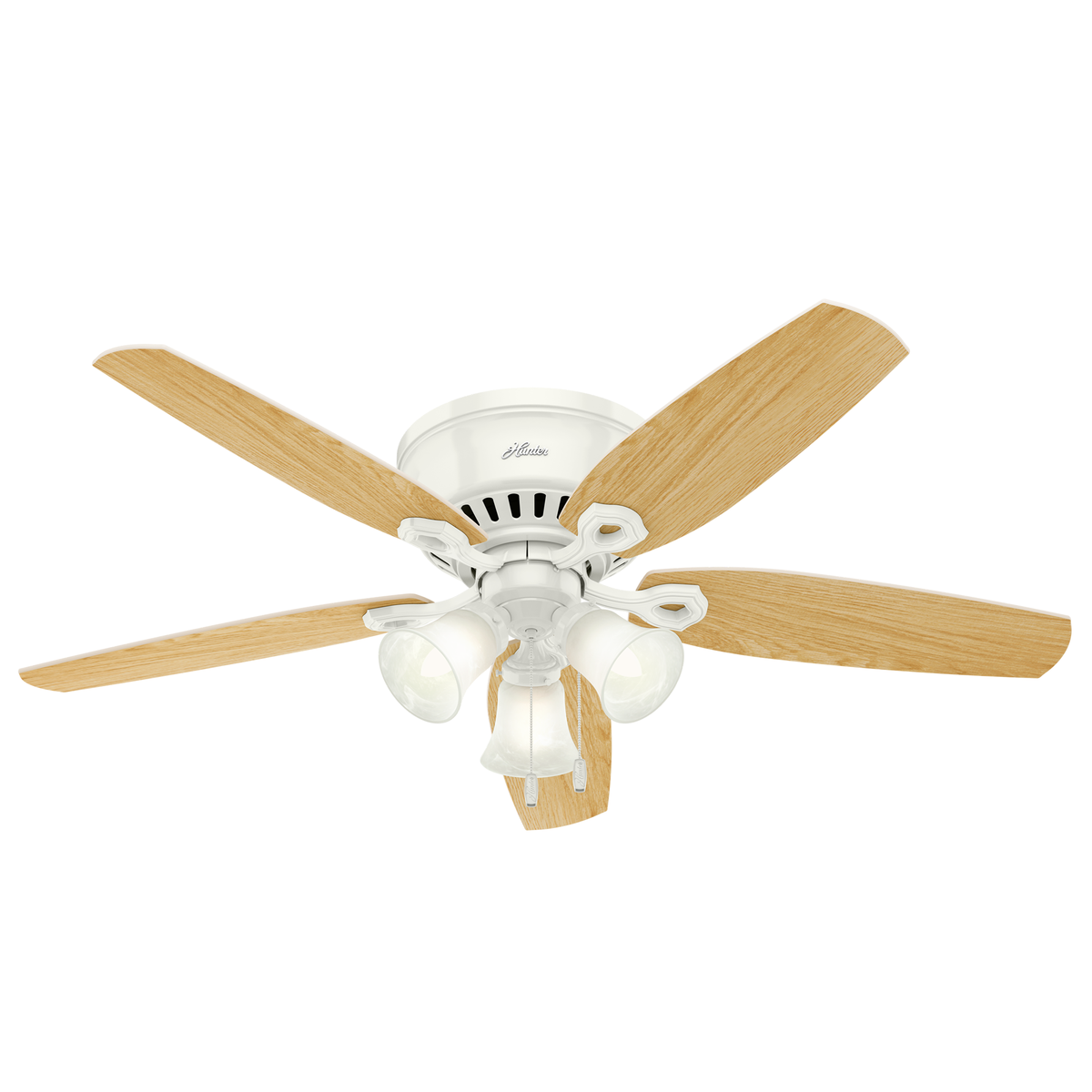 52 inch Builder Snow White Low Profile Ceiling Fan with LED Light Kit and Pull Chain