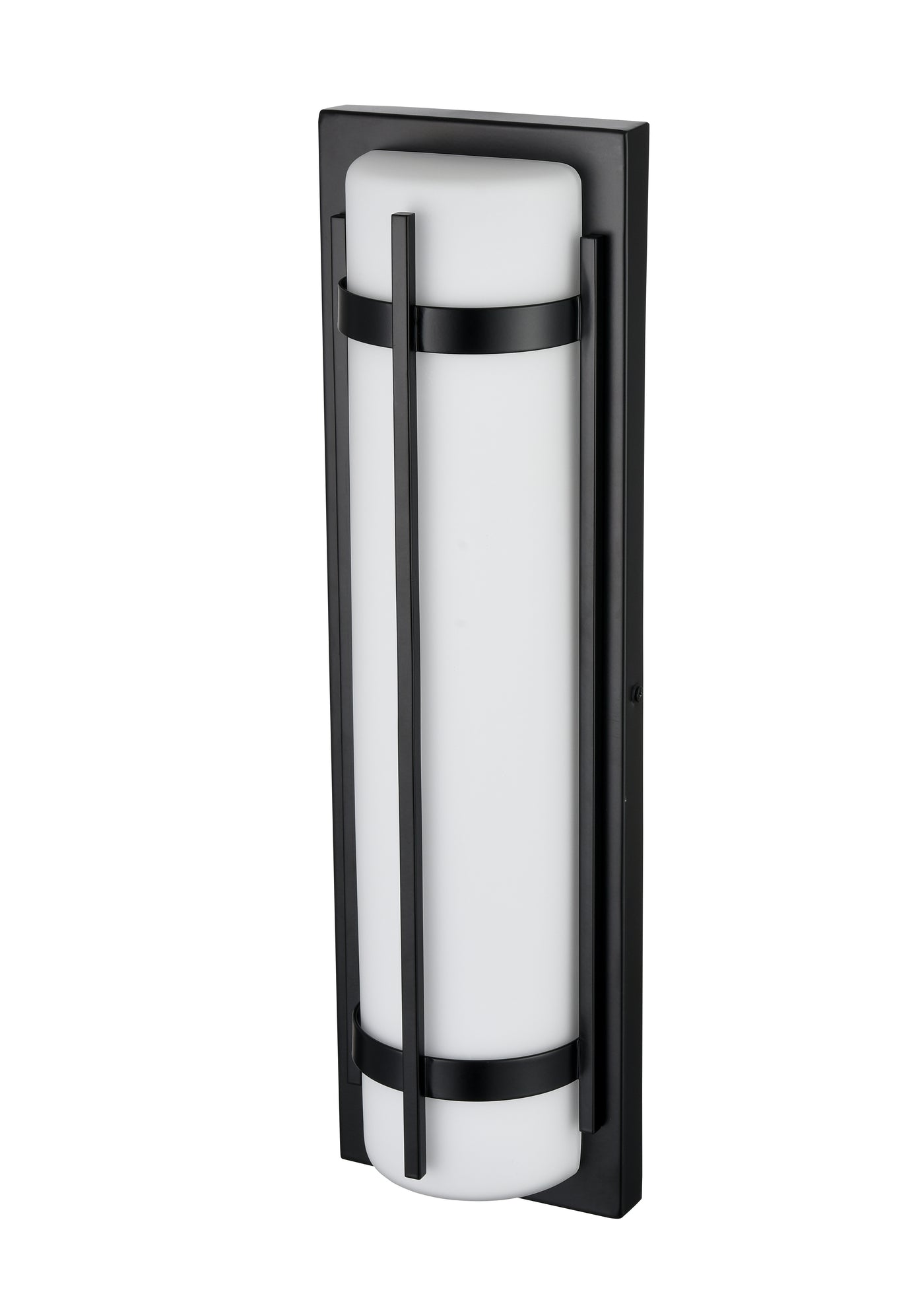 20-inch Powder Coated Black Outdoor Wall Sconce with White Shade