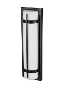20-inch Powder Coated Black Outdoor Wall Sconce with White Shade