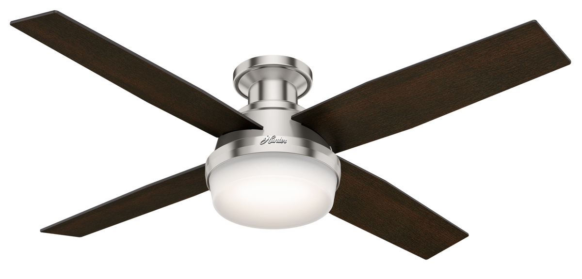 52 inch Dempsey Brushed Nickel Low Profile Ceiling Fan with LED Light Kit and Handheld Remote