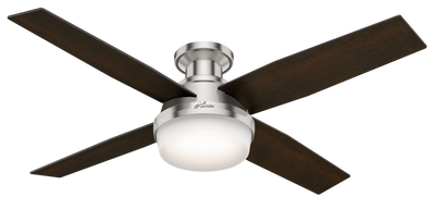 52 inch Dempsey Brushed Nickel Low Profile Ceiling Fan with LED Light Kit and Handheld Remote