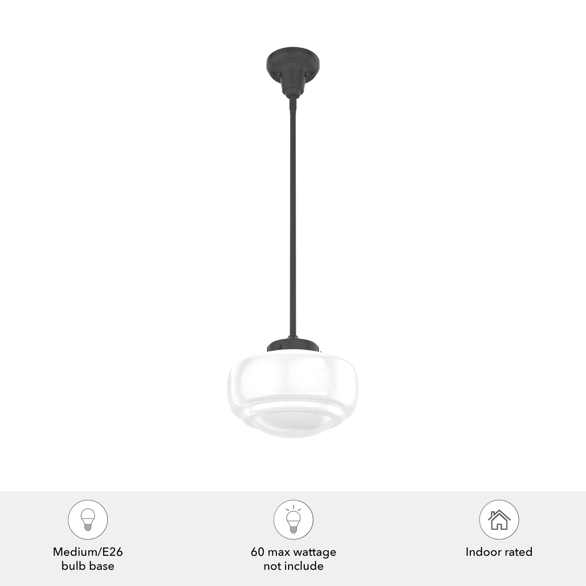 Saddle Creek 10-inch 1-light Noble Bronze Schoolhouse Pendant with Cased White Glass