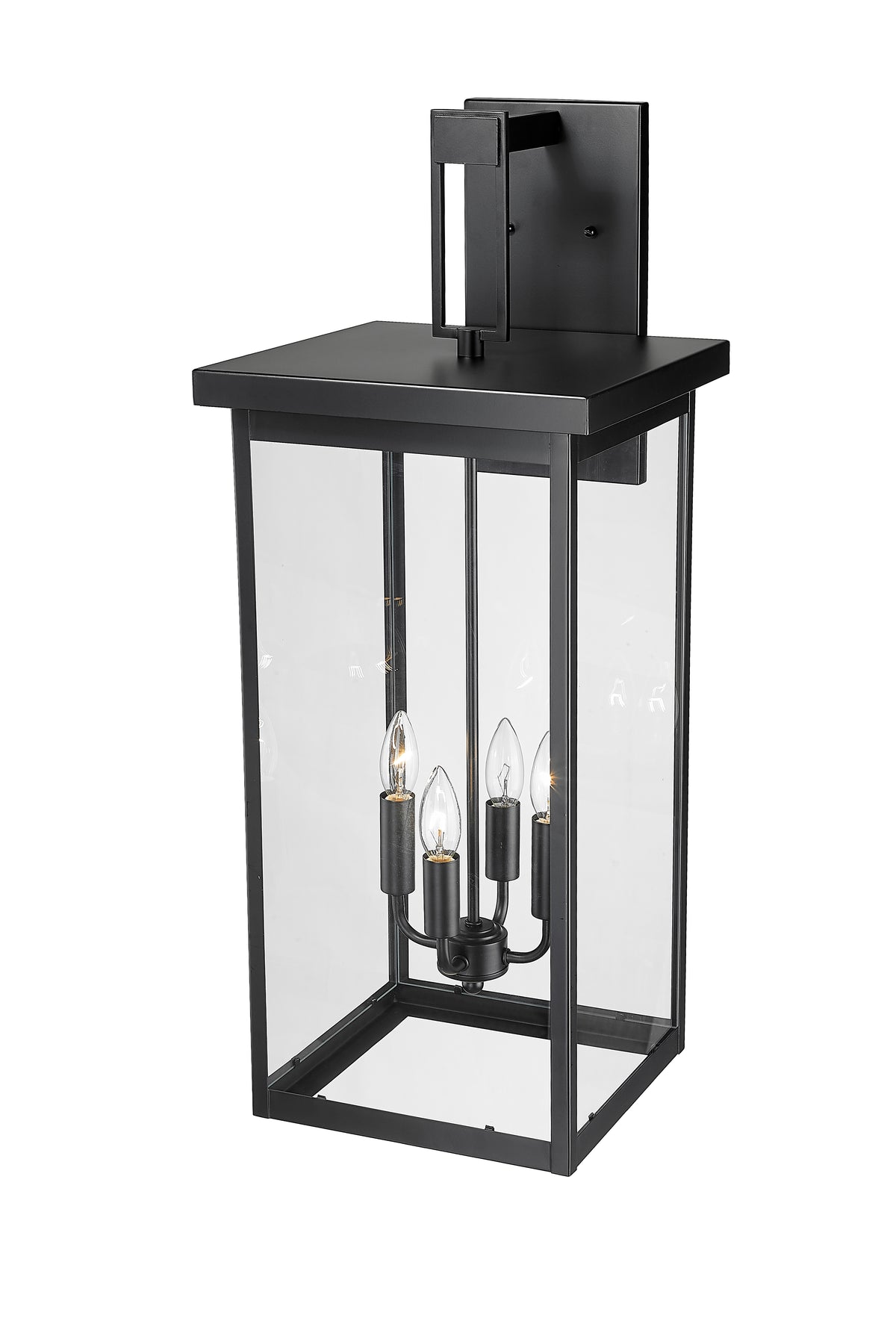 30-inch Barkeley Powder Coated Black 4-Light Outdoor Wall Sconce with Clear Glass
