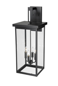 30-inch Barkeley Powder Coated Black 4-Light Outdoor Wall Sconce with Clear Glass