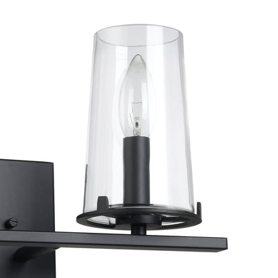 Jared 15-inch 2-light Matte Black Vanity Light with Clear Glass Shades