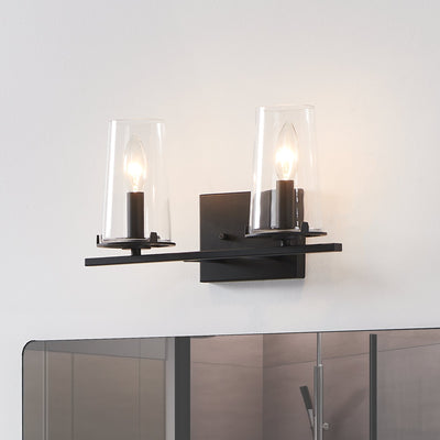 Jared 15-inch 2-light Matte Black Vanity Light with Clear Glass Shades