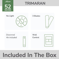 52 inch Trimaran Fresh White WeatherMax Indoor / Outdoor Ceiling Fan and Wall Control