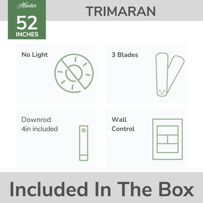 52 inch Trimaran Fresh White WeatherMax Indoor / Outdoor Ceiling Fan and Wall Control