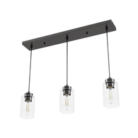 Hartland 26.75-inch 3-light Noble Bronze Linear Pendant Cluster with Seeded Glass