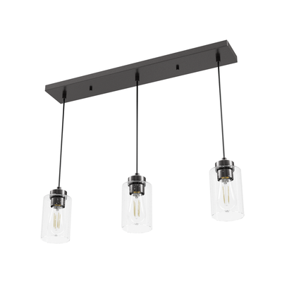 Hartland 26.75-inch 3-light Noble Bronze Linear Pendant Cluster with Seeded Glass