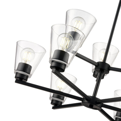 28.5-inch Strayhan Matte Black 9-Light Clear Glass Chandelier