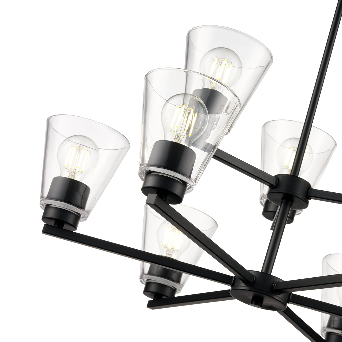 28.5-inch Strayhan Matte Black 9-Light Clear Glass Chandelier