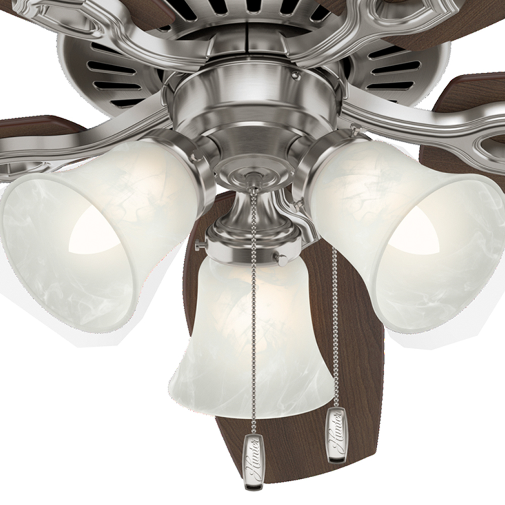 52 inch Builder Brushed Nickel Ceiling Fan with LED Light Kit and Pull Chain