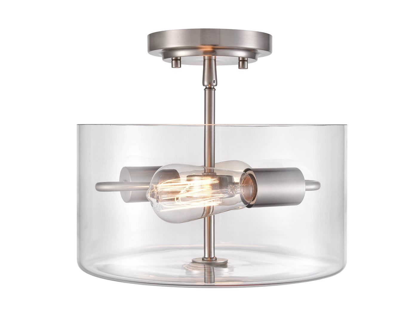 10'' Verlana Brushed NickelClear 2 Light Semi-Flush Mount