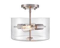 10'' Verlana Brushed NickelClear 2 Light Semi-Flush Mount