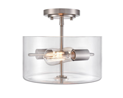 10'' Verlana Brushed NickelClear 2 Light Semi-Flush Mount