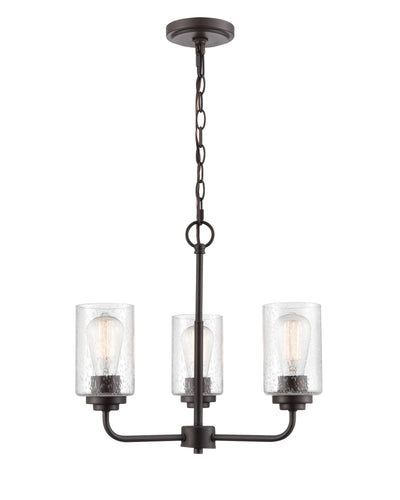 16'' Moven Rubbed Bronze 3 Light Chandelier