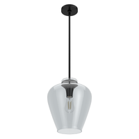 Vidria 12-inch 1-light Matte Black Pendant with Smoked Glass