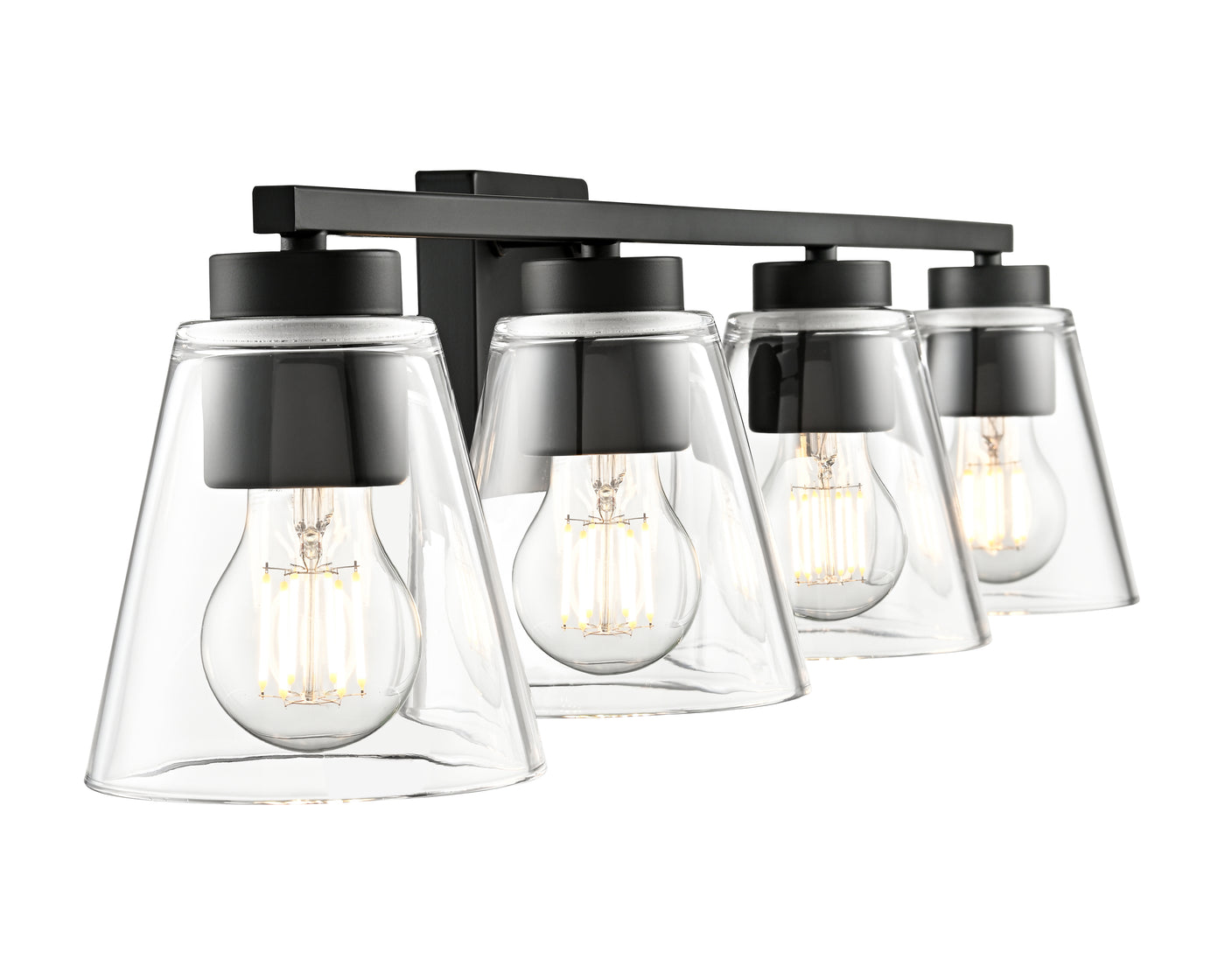 31-inch Strayhan Matte Black 4-Light Clear Glass Bathroom Vanity Light