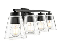 31-inch Strayhan Matte Black 4-Light Clear Glass Bathroom Vanity Light