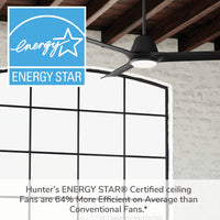 60 inch Aeronaut Wi-Fi ENERGY STAR® Matte Black Damp Rated Ceiling Fan with LED Light Kit and Handheld Remote