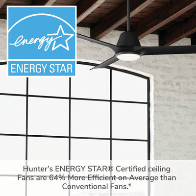 60 inch Aeronaut Wi-Fi ENERGY STAR® Matte Black Damp Rated Ceiling Fan with LED Light Kit and Handheld Remote