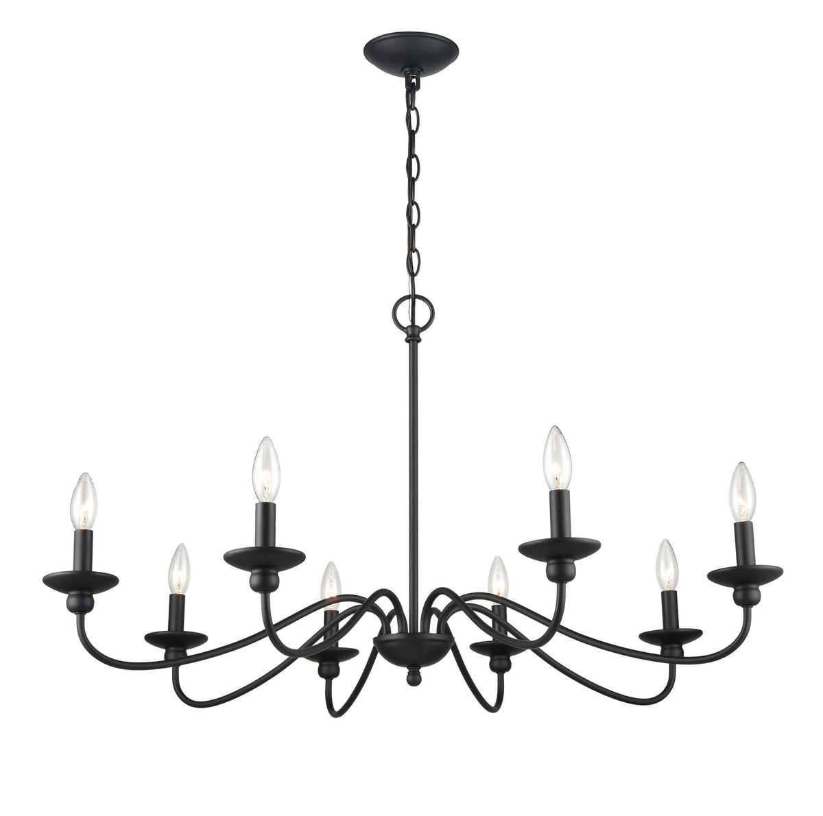 20.5'' Delvona Matte Black 8 Light Chandelier