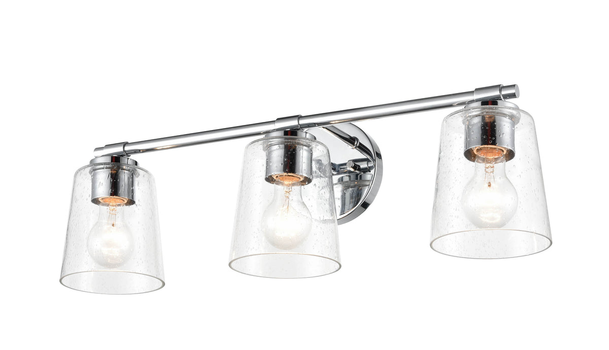 24.5-inch Chrome 3-Light Clear Seeded Glass Bathroom Vanity Light