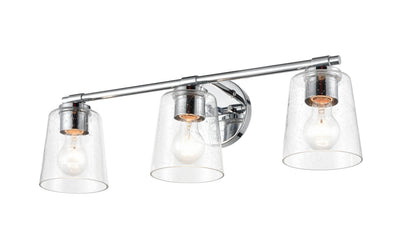 24.5-inch Chrome 3-Light Clear Seeded Glass Bathroom Vanity Light