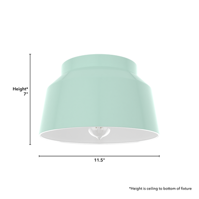 Cranbrook 11.5-inch 1-light Mint Flush Mount Ceiling Light with Metal Shade