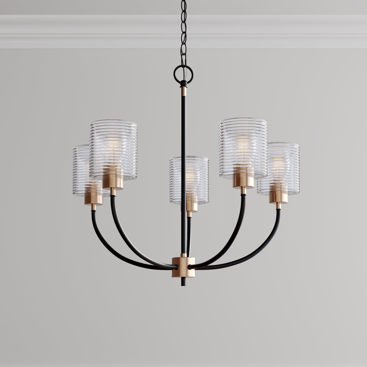 22.5'' Renitta Matte Black/Modern Gold 5 Light Chandelier