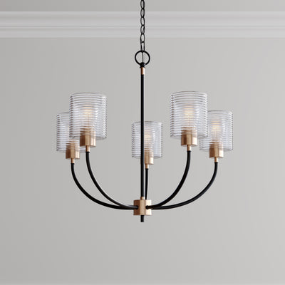 22.5'' Renitta Matte Black/Modern Gold 5 Light Chandelier