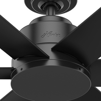 44 inch Kennicott Matte Black Damp Rated Ceiling Fan and Wall Control