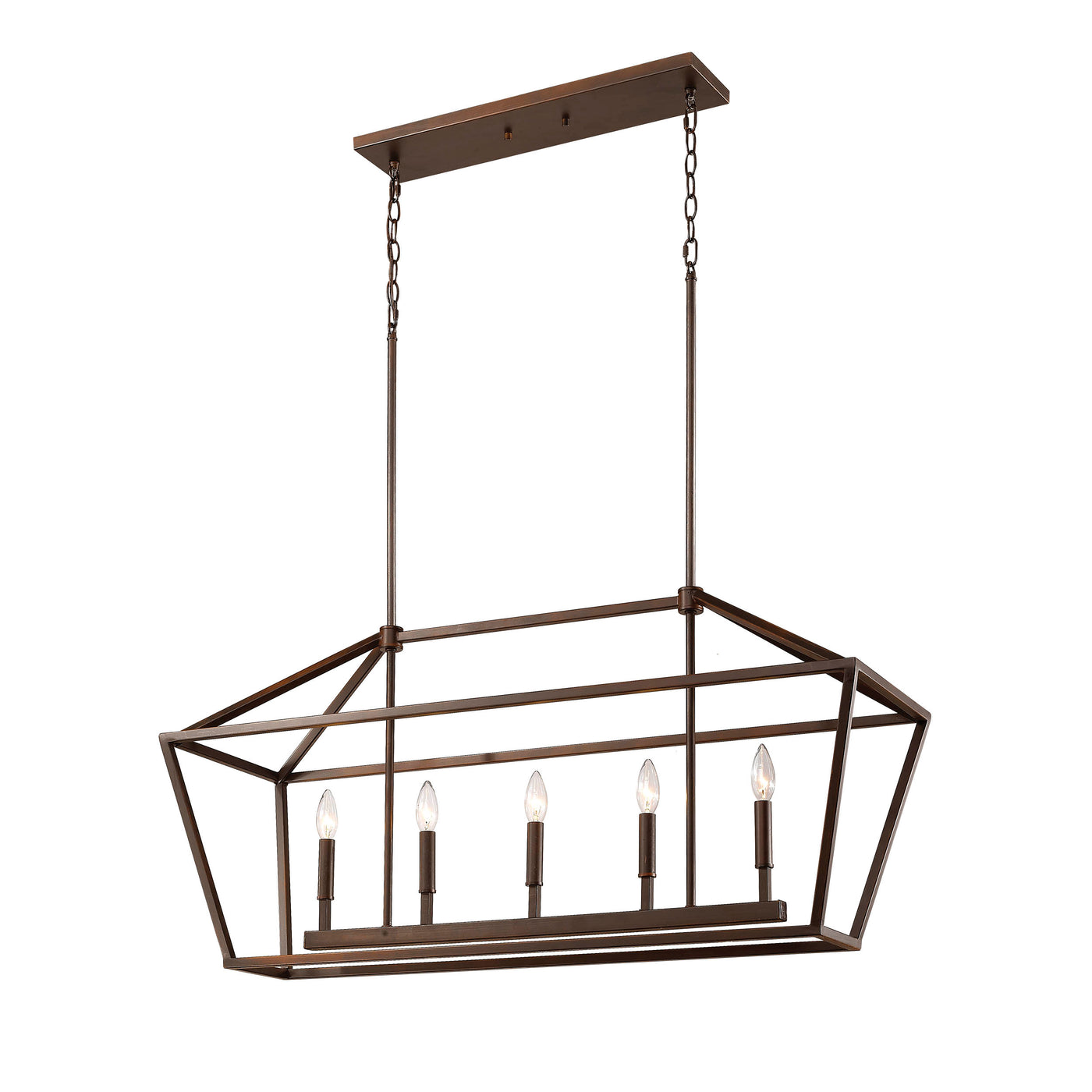 68'' Corona Rubbed Bronze 5 Light Linear Chandelier