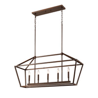 68'' Corona Rubbed Bronze 5 Light Linear Chandelier