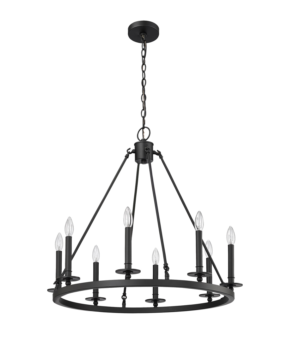28-inch Florence Matte Black 8-Light Chandelier
