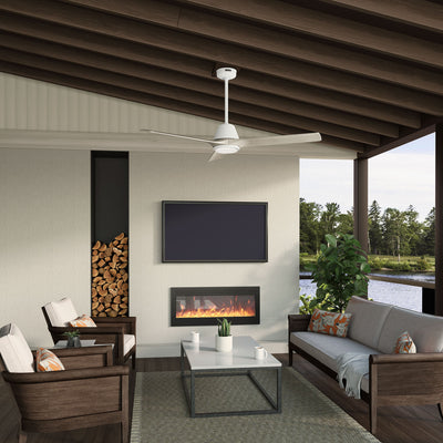 60 inch Aeronaut Wi-Fi ENERGY STAR® Matte White Damp Rated Ceiling Fan with LED Light Kit and Handheld Remote