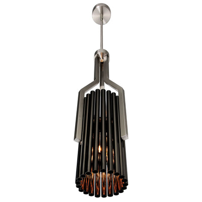 Fermont 6 Light Black Mini Pendant Satin Nickel and Pearl Black