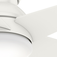 Casablanca 44 inch Isotope Fresh White Low Profile Ceiling Fan with LED Light Kit and Wall Control