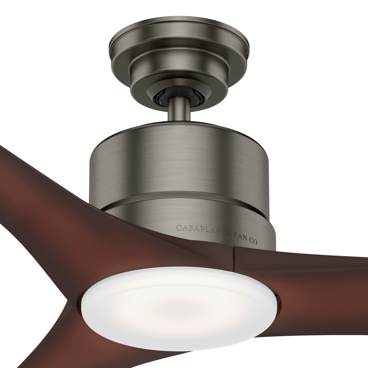 Casablanca 52 inch Piston Brushed Slate Damp Rated Ceiling Fan with LED Light Kit and Handheld Remote