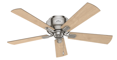 52 inch Crestfield Brushed Nickel Low Profile Ceiling Fan with LED Light Kit and Pull Chain