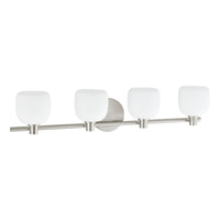 Valentina 30-inch 4-light Brushed Nickel Vanity Light with Etched Opal Glass Shades