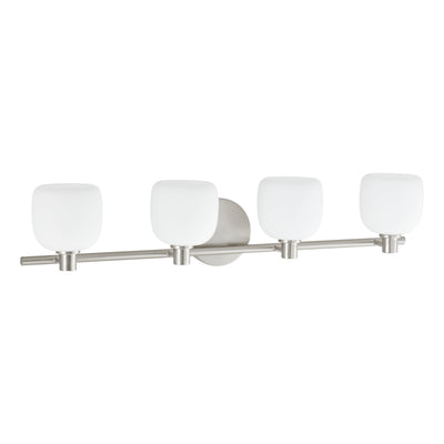Valentina 30-inch 4-light Brushed Nickel Vanity Light with Etched Opal Glass Shades