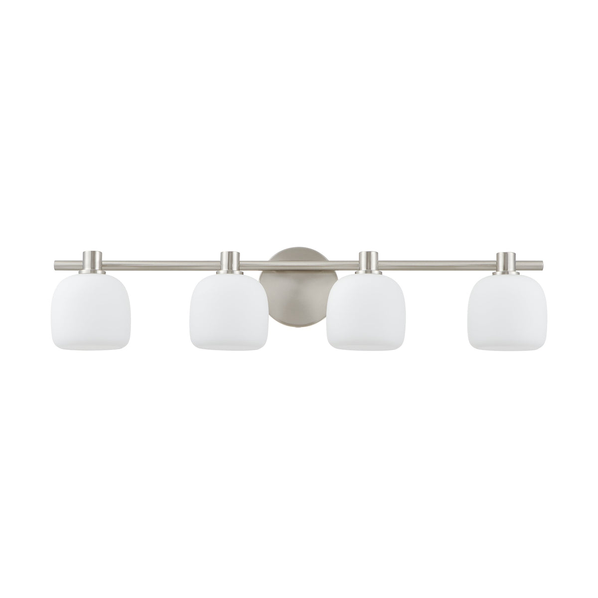 Valentina 30-inch 4-light Brushed Nickel Vanity Light with Etched Opal Glass Shades