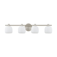 Valentina 30-inch 4-light Brushed Nickel Vanity Light with Etched Opal Glass Shades