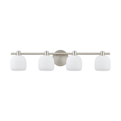Valentina 30-inch 4-light Brushed Nickel Vanity Light with Etched Opal Glass Shades