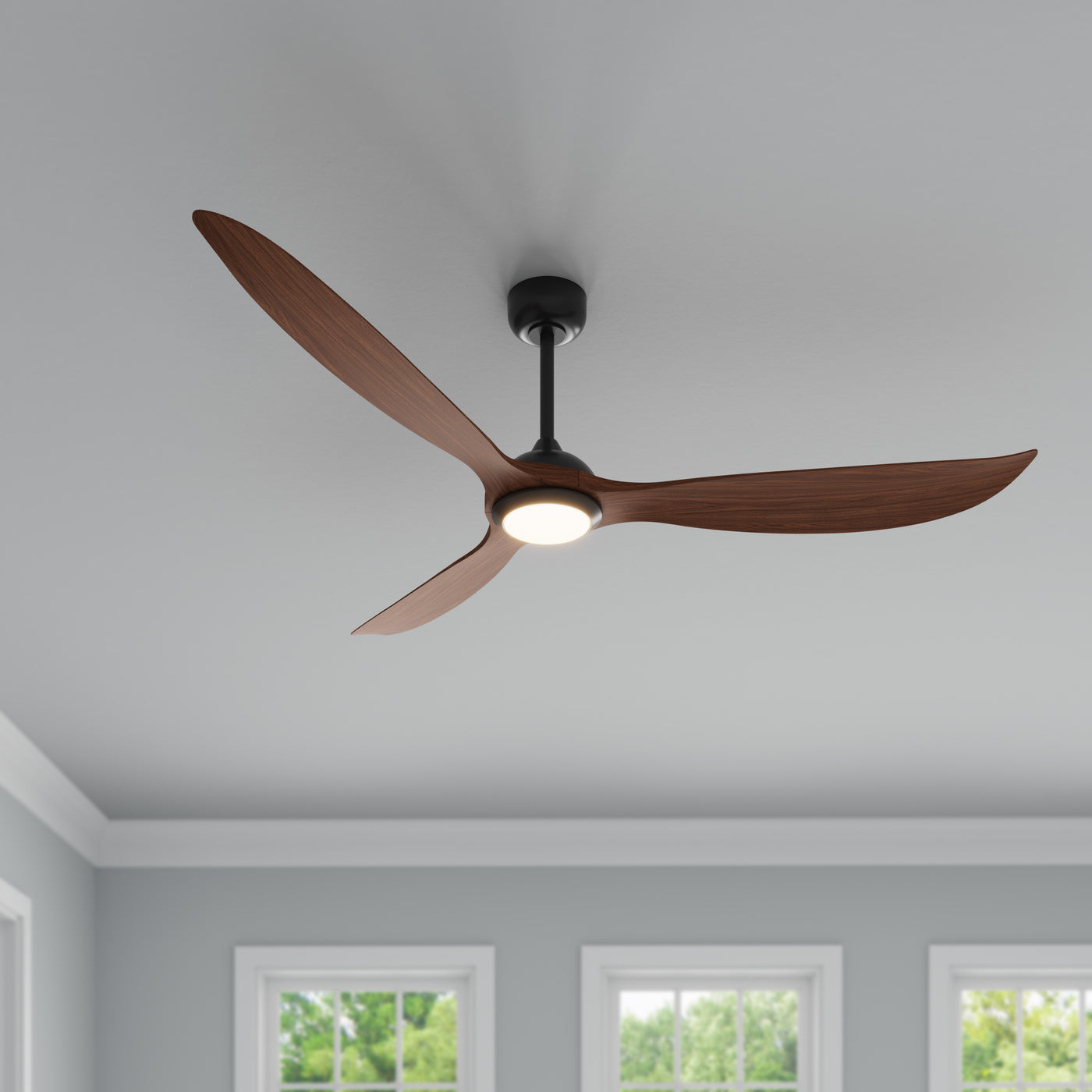 Wynleaf 72'' 3 Blades Matte Black Led Outdoor DC Ceiling Fan