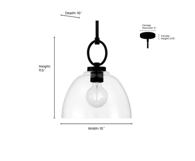 11.5'' Velto Matte Black 1 Light Pendant