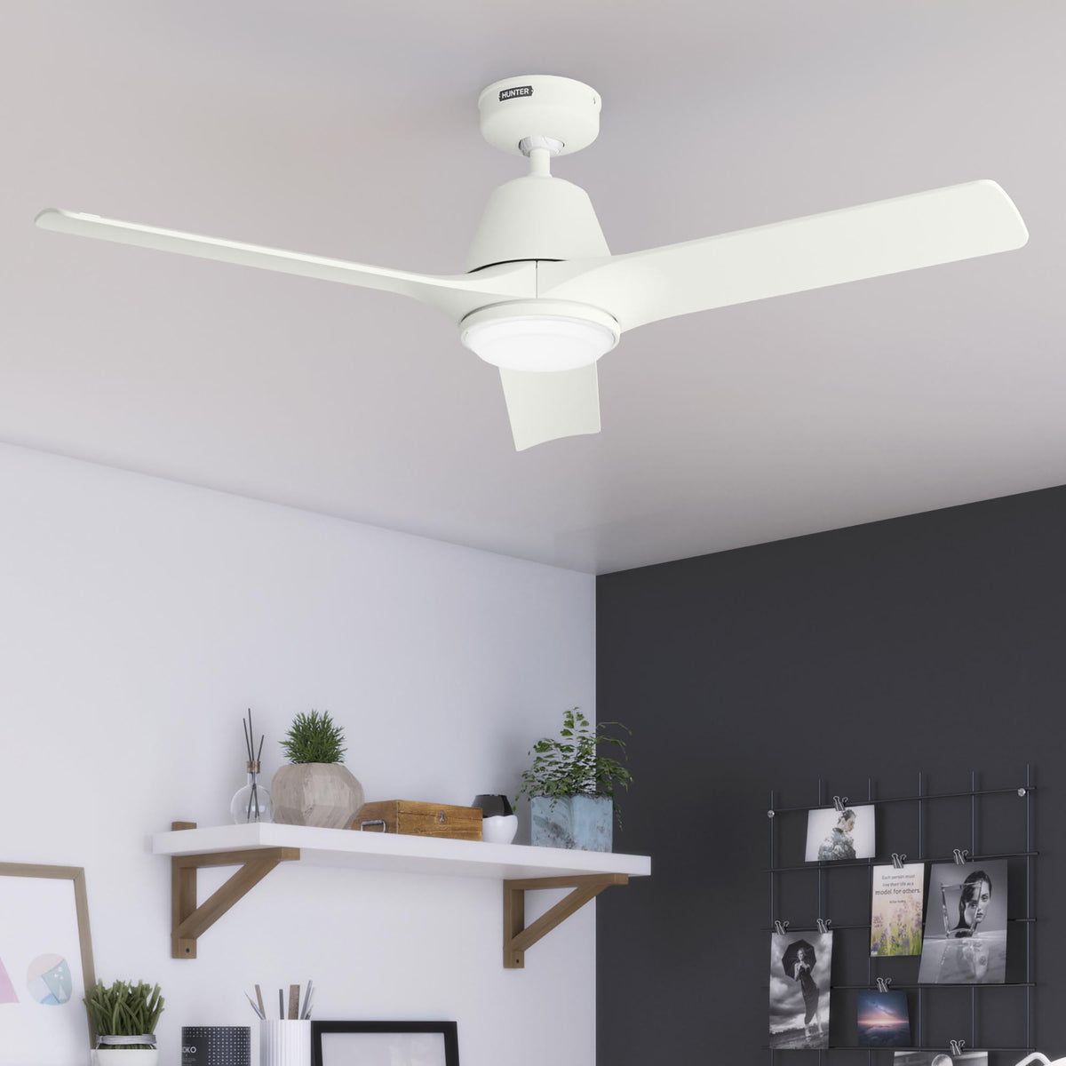 52 inch Aeronaut  Wi-Fi ENERGY STAR® Matte White Damp Rated Ceiling Fan with LED Light Kit and Handheld Remote